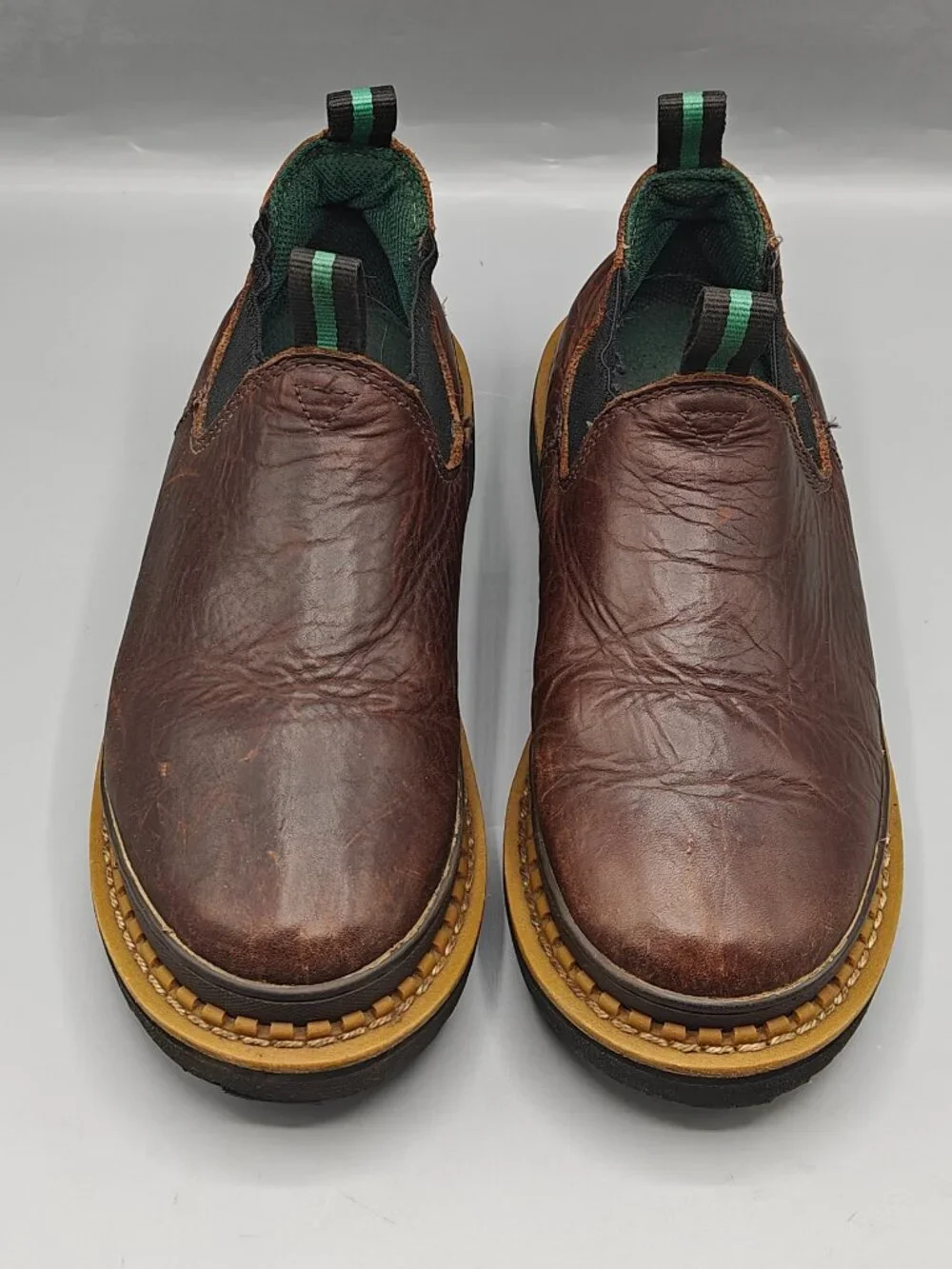 GEORGIA GIANT GR74 Romeo Brown Leather Slip On Farm Ranch Boots Size Kids US 6M